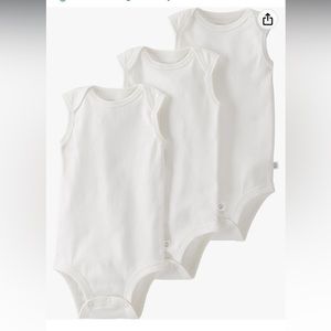 NWT 3 pack little planet by carters light cream sleeveless bodysuits 6-9 months
